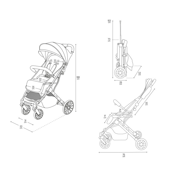 MoMi ESTELLE DAKAR stroller GRAY