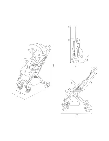 MoMi ESTELLE GOLD stroller BLACK