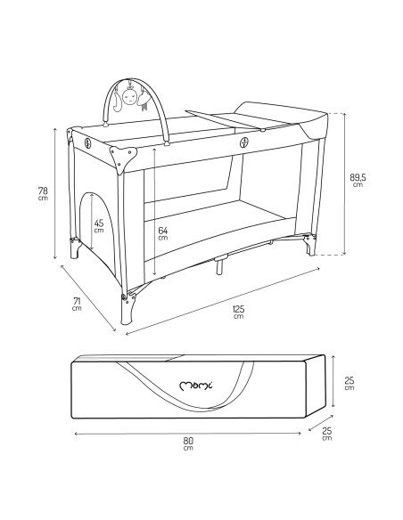 MoMi BELOVE PLUS travel cot GREEN