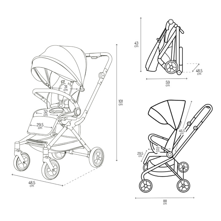 MoMi ADELLE stroller 360 ° BLACK GOLD