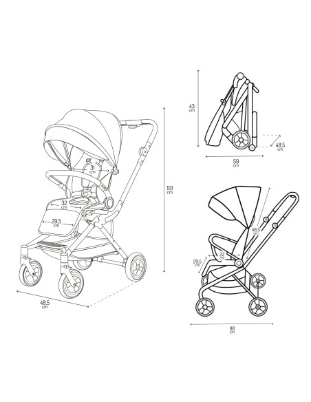 MoMi ADELLE stroller 360 ° BLACK GOLD