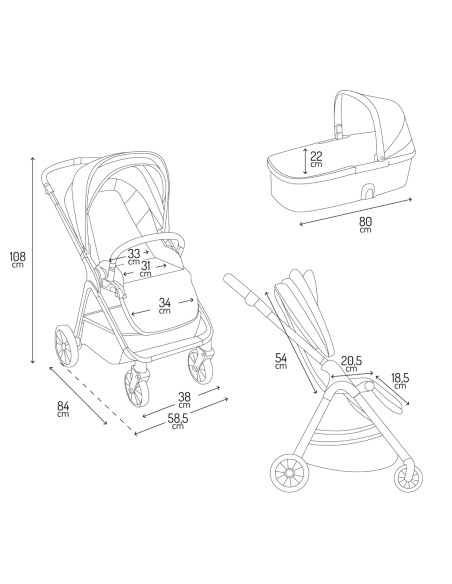 MoMi GISELLE 2in1 Pram Stroller