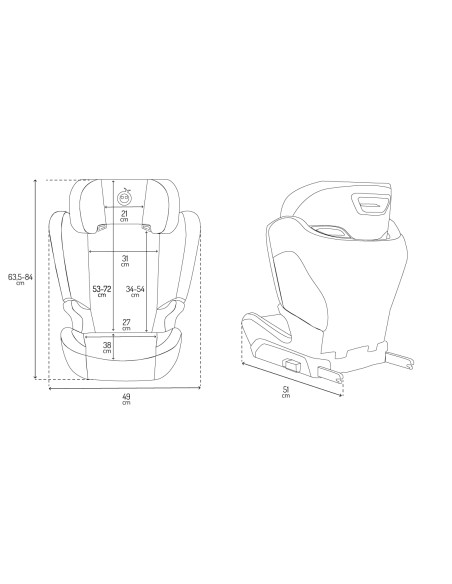 Autositz MoMi MEI von 100 bis 150 cm GRAU