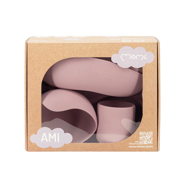 MoMi AMI silicone dish set for children PINK