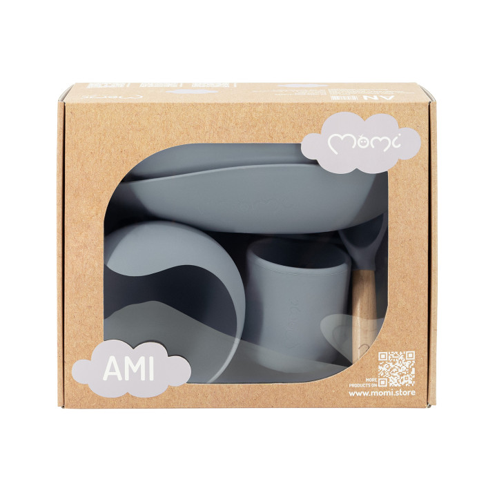 MoMi AMI silicone dish set for children GRAY