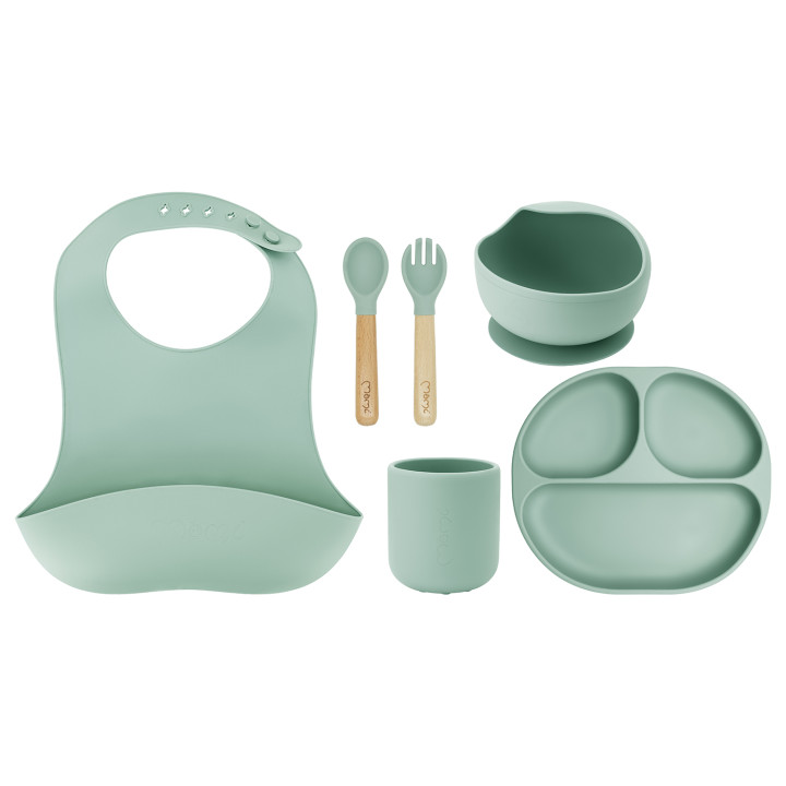 MoMi AMI silicone dish set for children GREEN