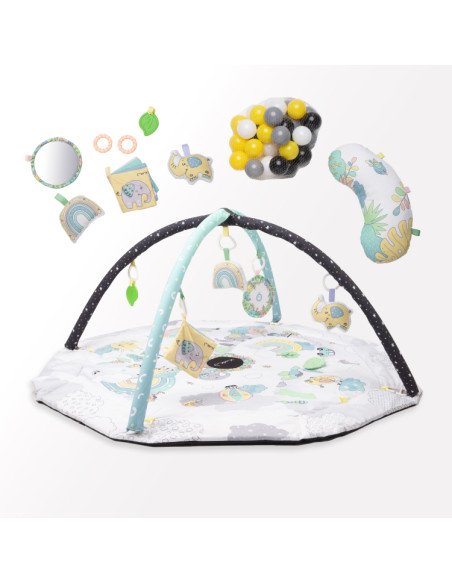 MoMi DAY&NIGHT 4 w 1 dwustronna mata, kojec, basen z piłkami