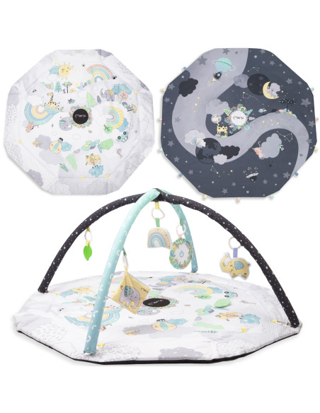 MoMi DAY&NIGHT 4 w 1 dwustronna mata, kojec, basen z piłkami