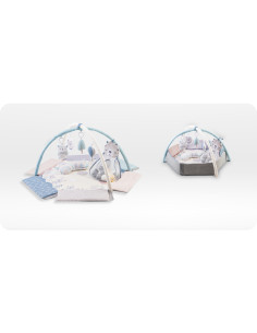 MoMi PASTEL 2w1  mata edukacyjna, basen z piłkami