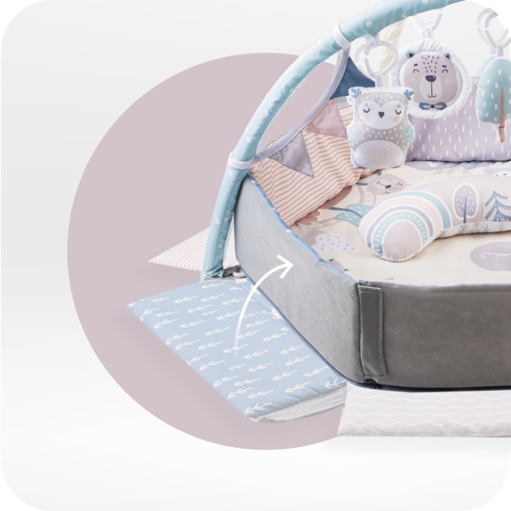 MoMi PASTEL 2w1  mata edukacyjna, basen z piłkami