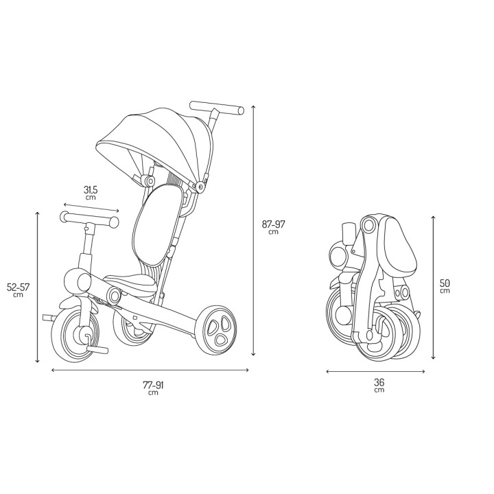 MoMi SOLIVIA Kinderdreirad 4in1 GRAU