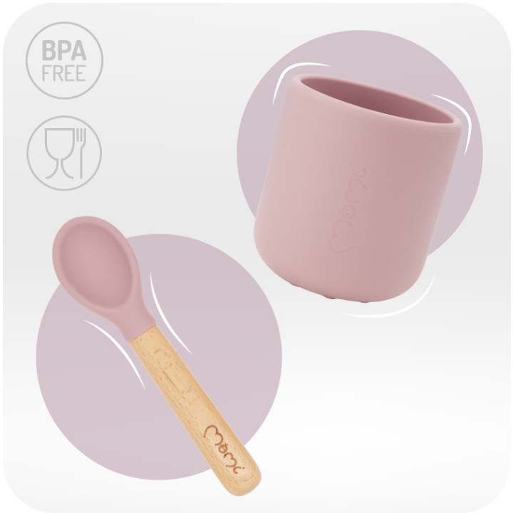 MoMi AMI silicone dish set for children PINK